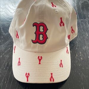 Boston Red Sox white Baseball Cap with Red 'B' and Lobster Embroidery